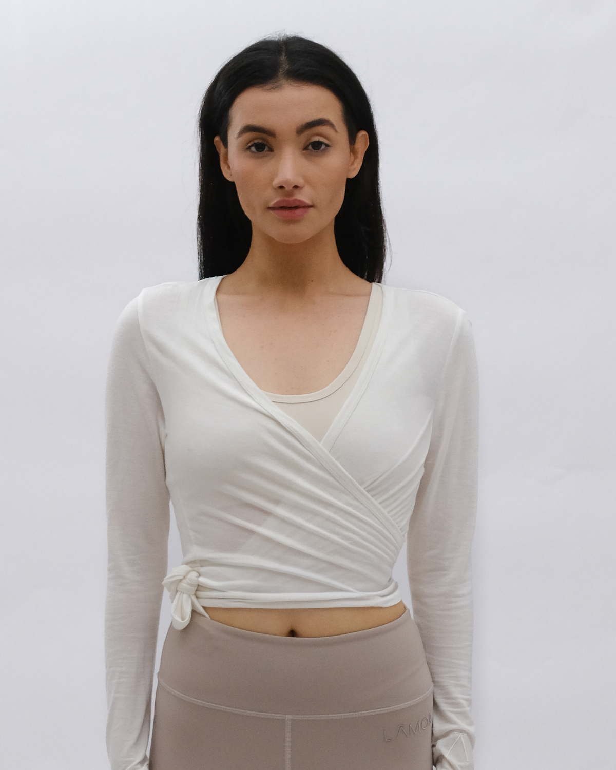 Silk Jersey Wrap Top Lamor Cache-Couture Soft cream