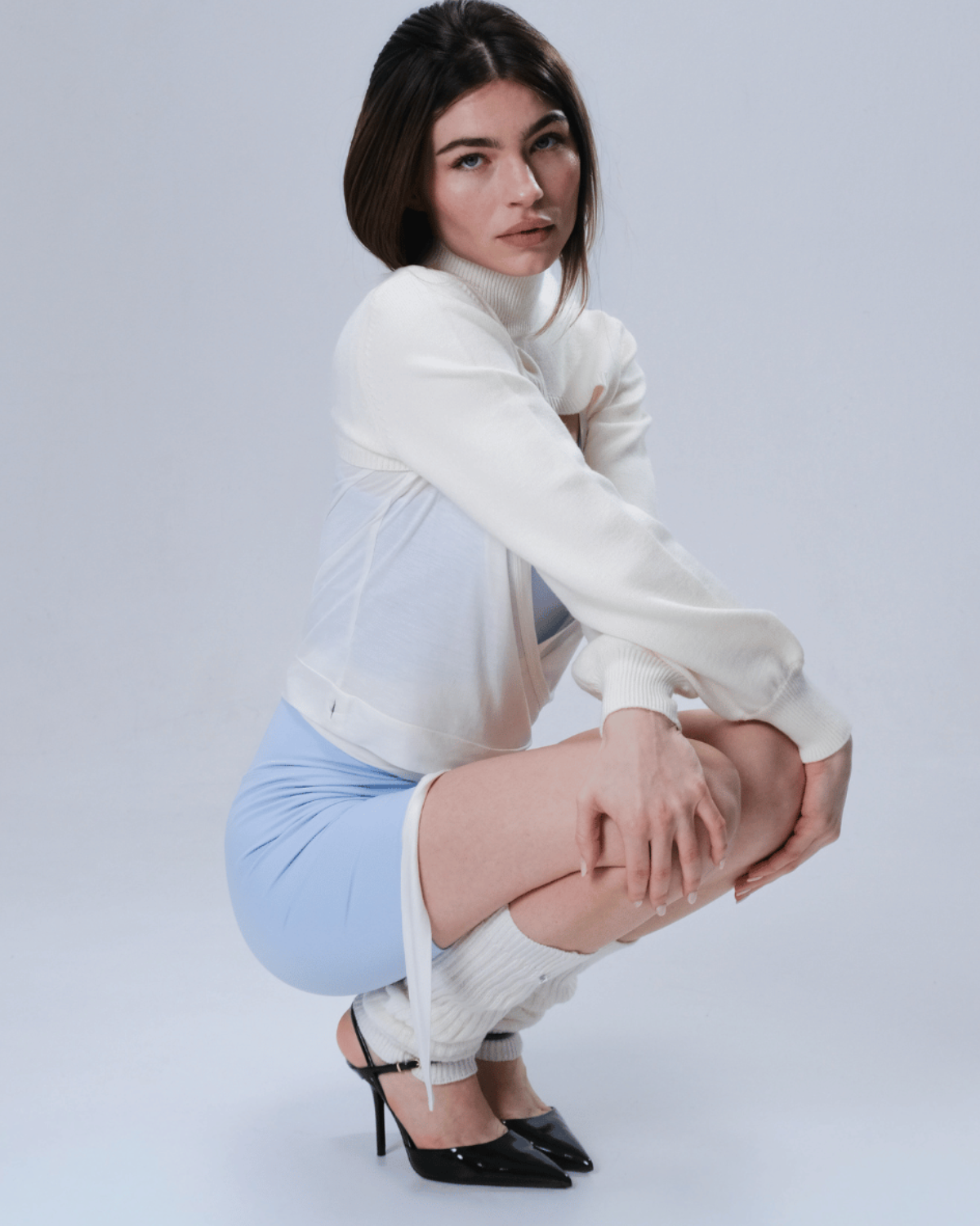 Cropped knitted long sleeve COUTURE Soft cream