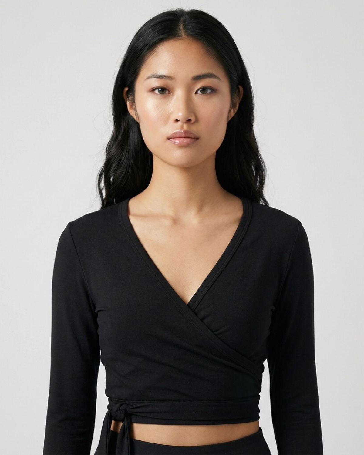Ā-SOFT™ Silk Jersey Wrap Top Lamor Cache-Couture Iron Black
