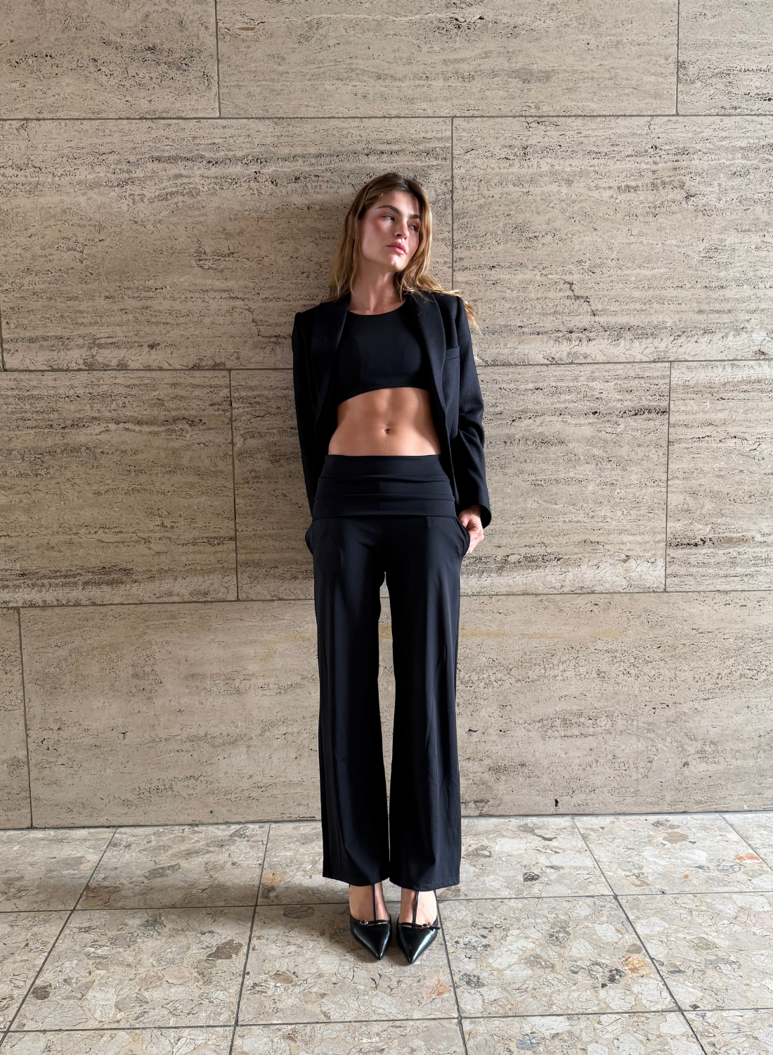 Ā-SCULPT™ Wide Lamor Leg Pants Iron black