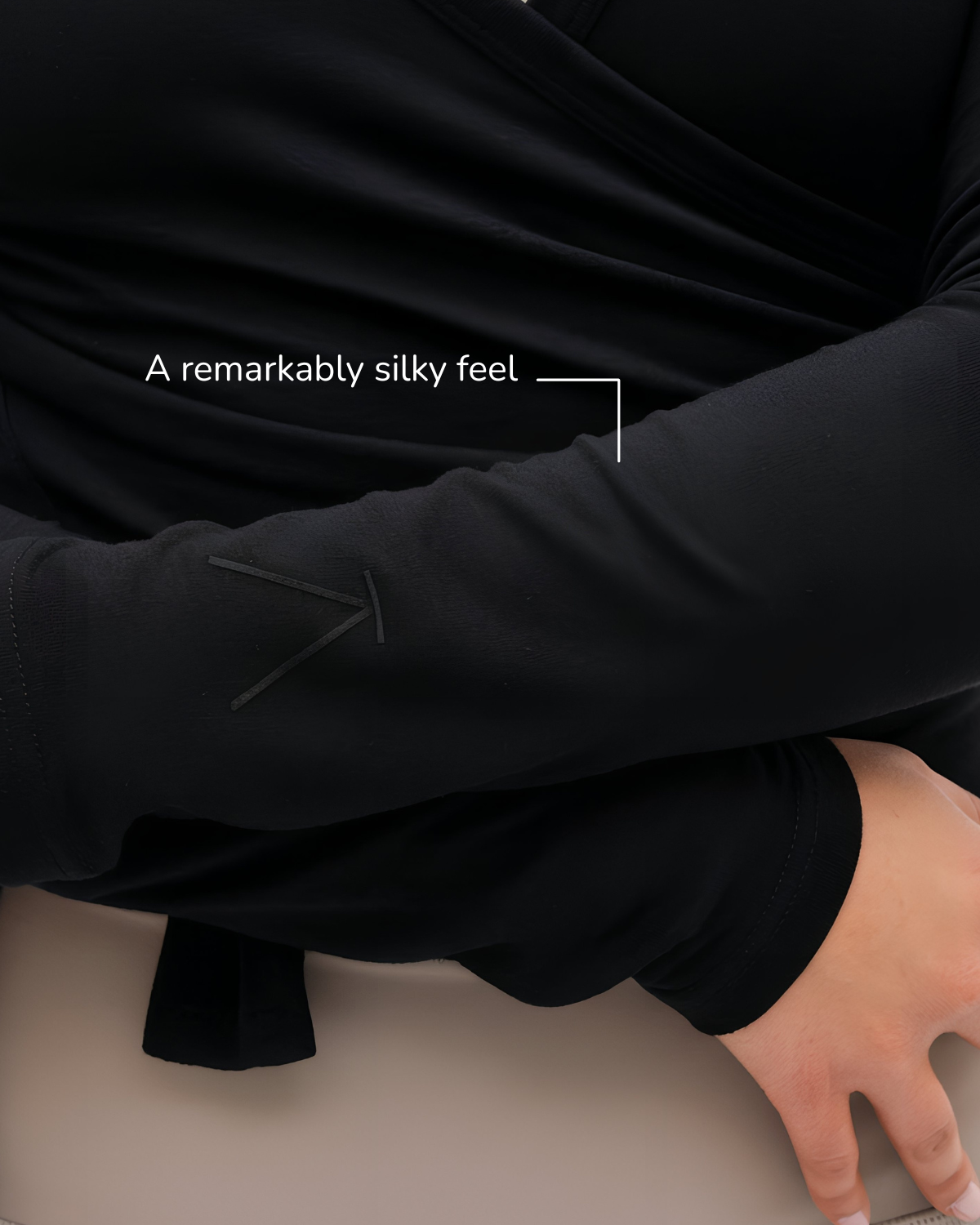 Ā-SOFT™ Silk Jersey Wrap Top Lamor Cache-Couture Iron Black