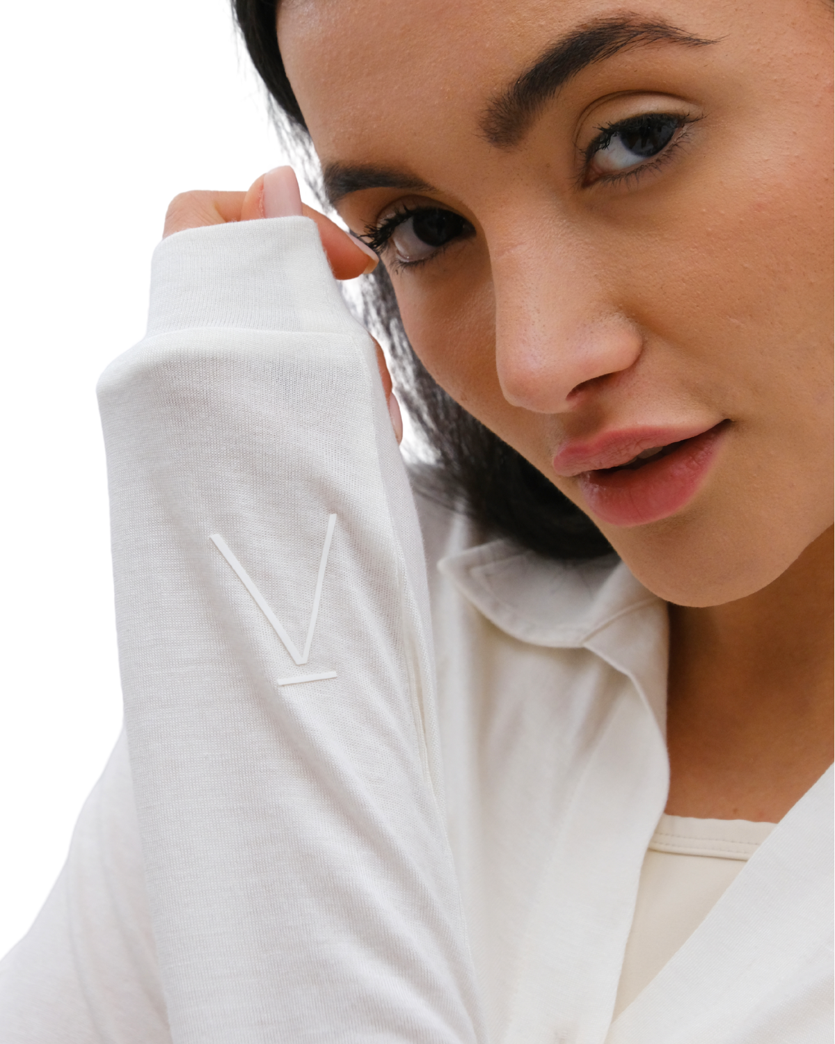 Silk Jersey Blouse Button Front Lamor Couture Soft Cream