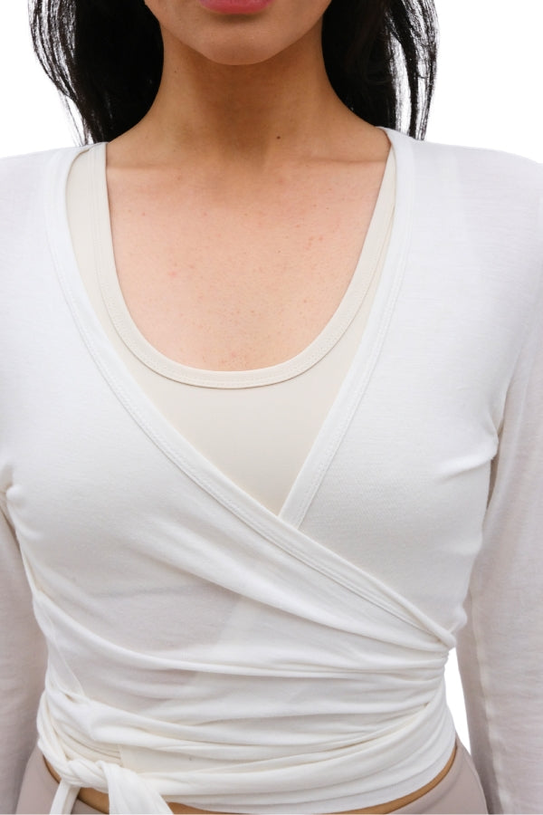 Silk Jersey Wrap Top Lamor Cache-Coure Soft cream