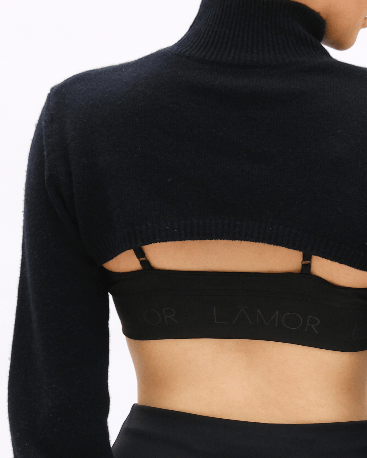 Cropped knitted long sleeve COUTURE Iron Black