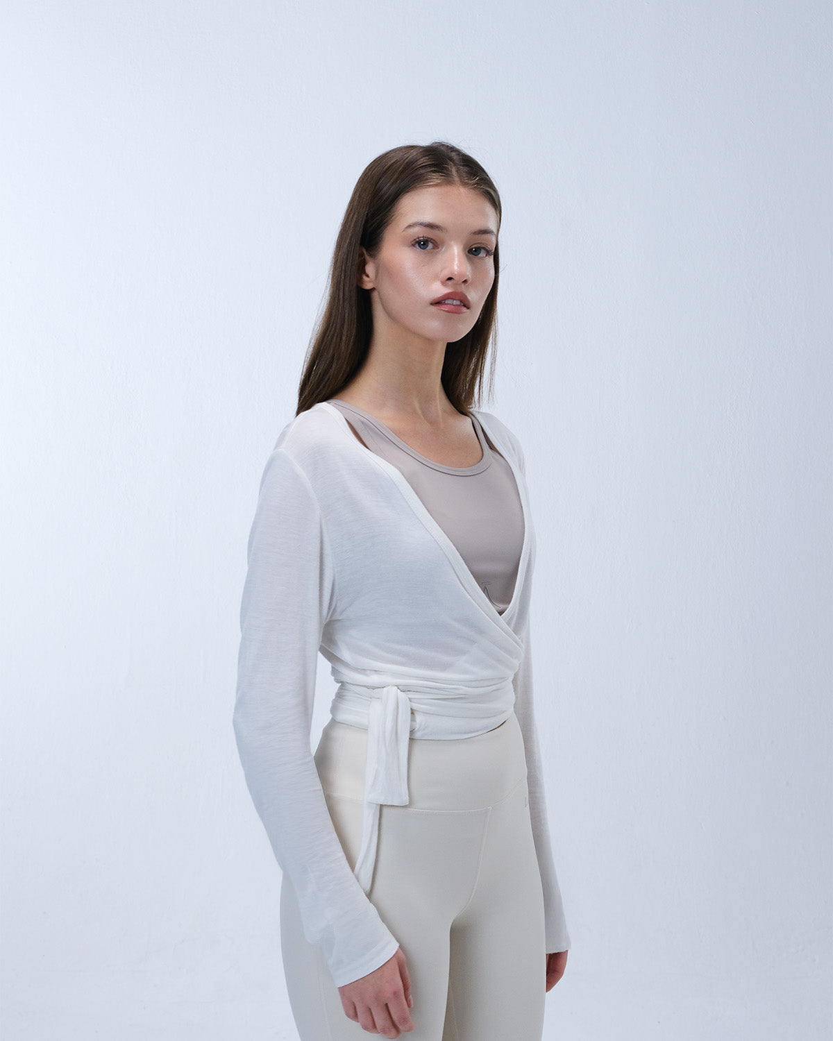 Ā-SOFT™ Silk Jersey Wrap Top Lamor Cache-Couture Soft cream