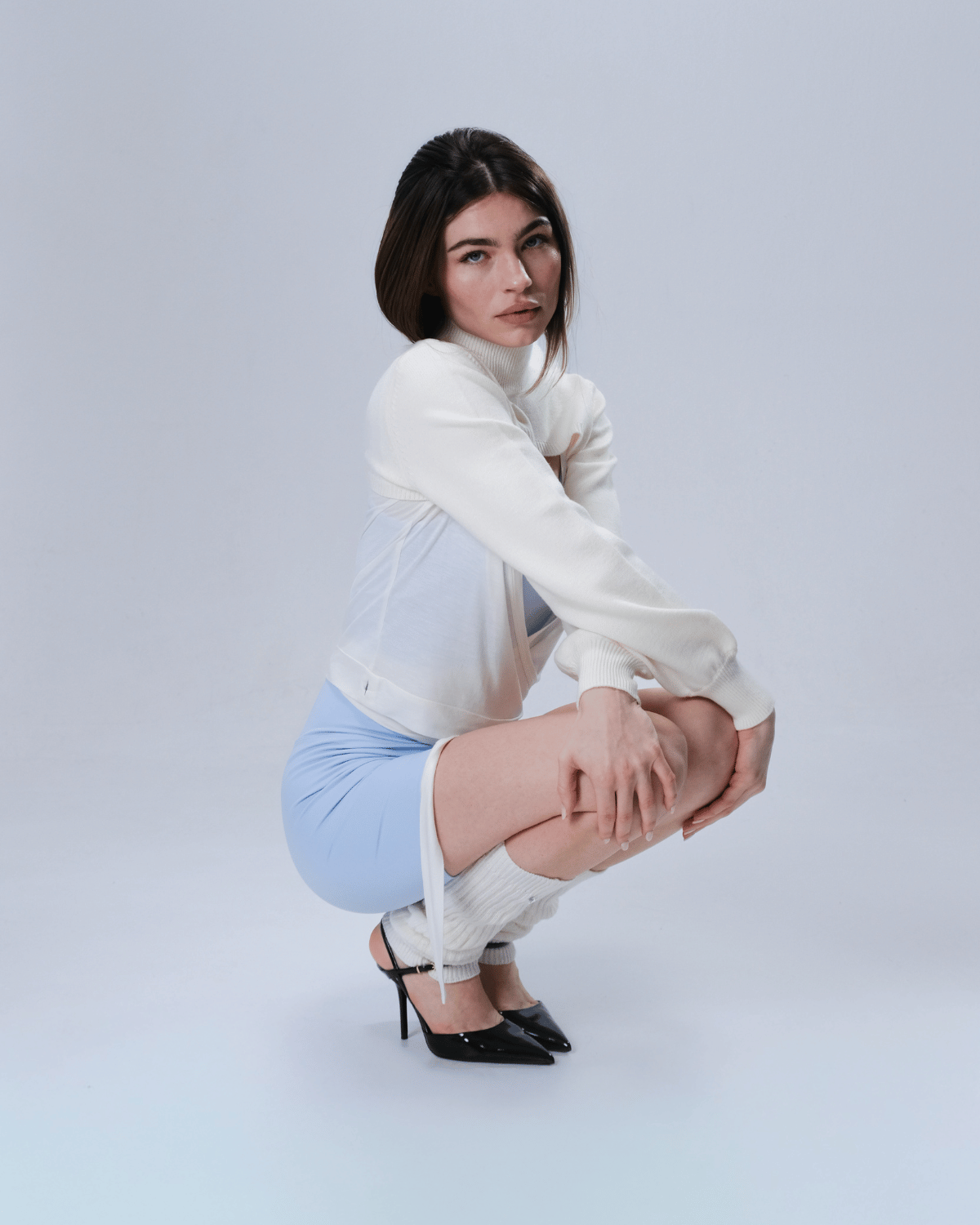 Cropped  knitted long sleeve COUTURE Soft cream