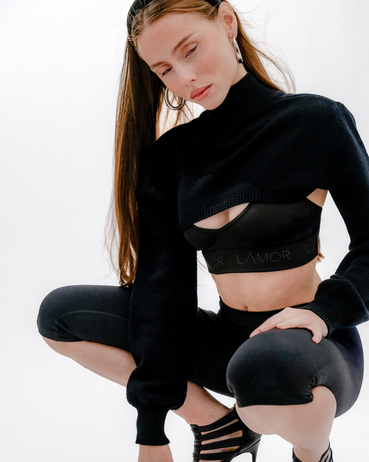 Cropped  knitted long sleeve COUTURE Iron Black
