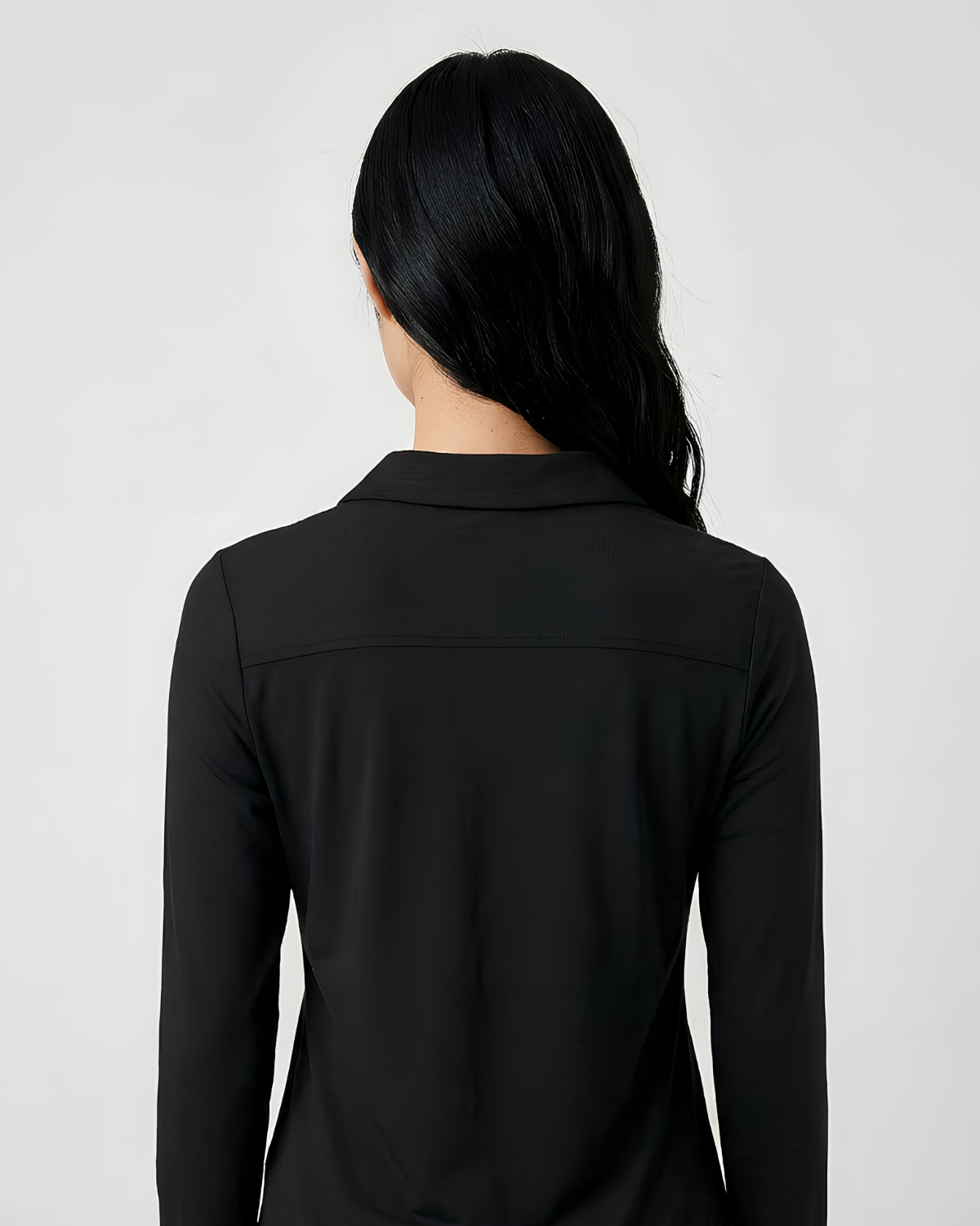 Silk Jersey Blouse  Button Front  Lamor Couture Iron Black
