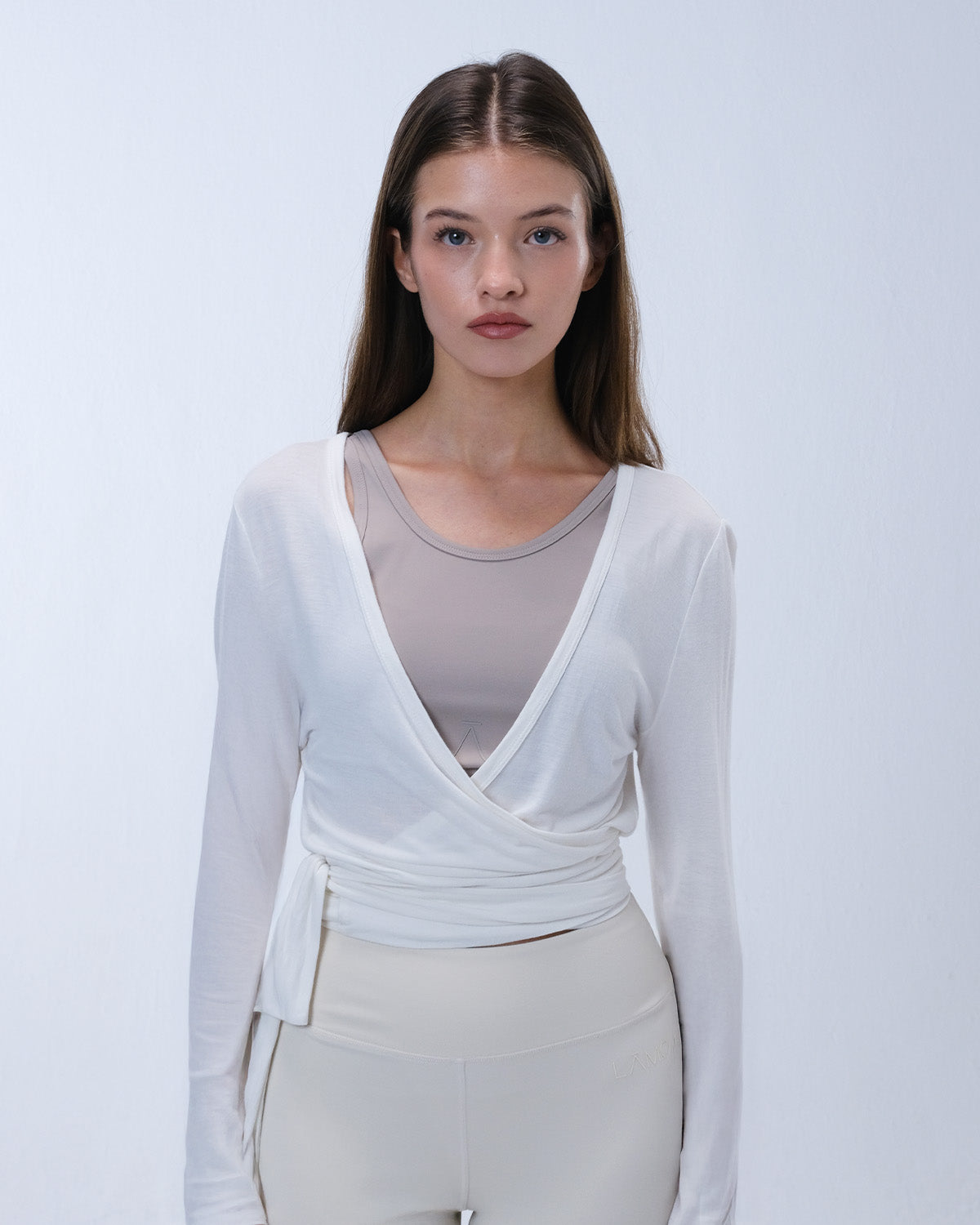 Ā-SOFT™ Silk Jersey  Wrap Top Lamor Cache-Couture Soft cream